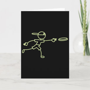 Funny Green Golf Disc Stickman Card