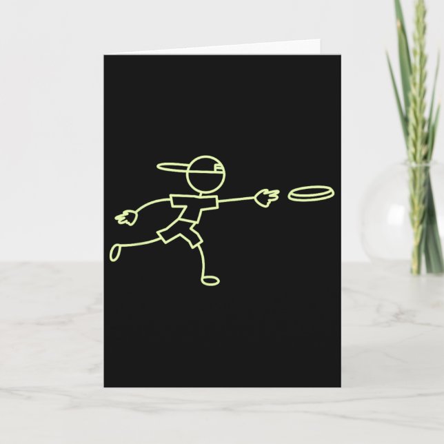 Funny Green Golf Disc Stickman  Card (Front)
