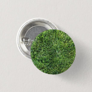 Funny green grass real photo texture pattern fun 3 cm round badge