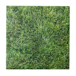 Funny green grass real photo texture pattern fun ceramic tile
