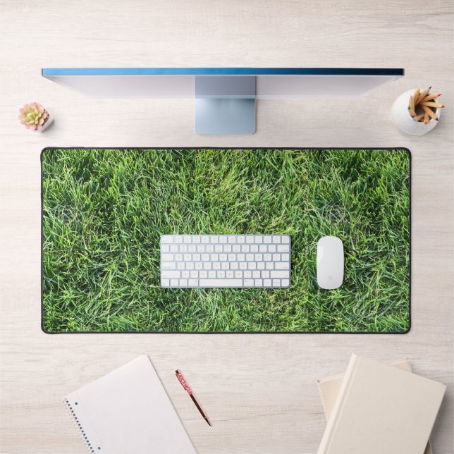 Funny green grass real photo texture pattern fun desk mat (Office 1)