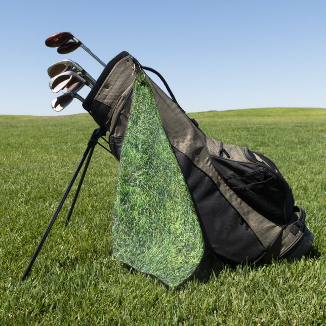 Funny green grass real photo texture pattern fun golf towel (Green)