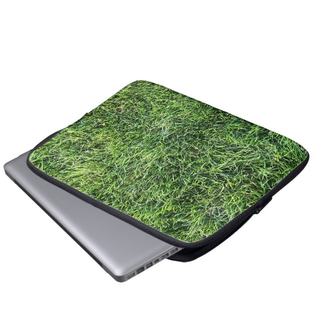 Funny green grass real photo texture pattern fun laptop sleeve (Front Bottom)