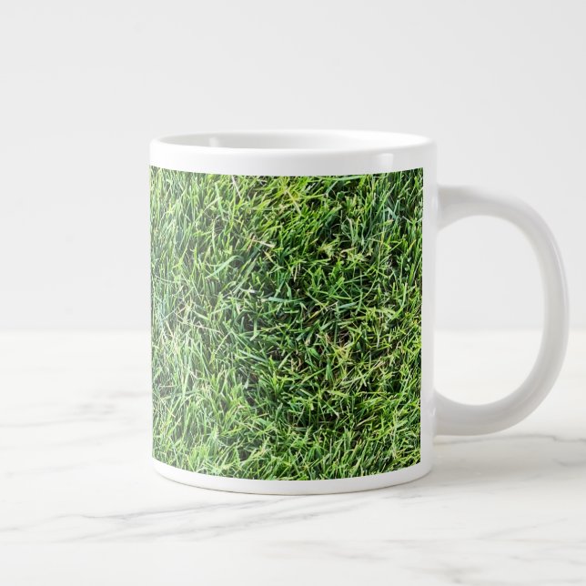 Funny green grass real photo texture pattern fun large coffee mug (Right)