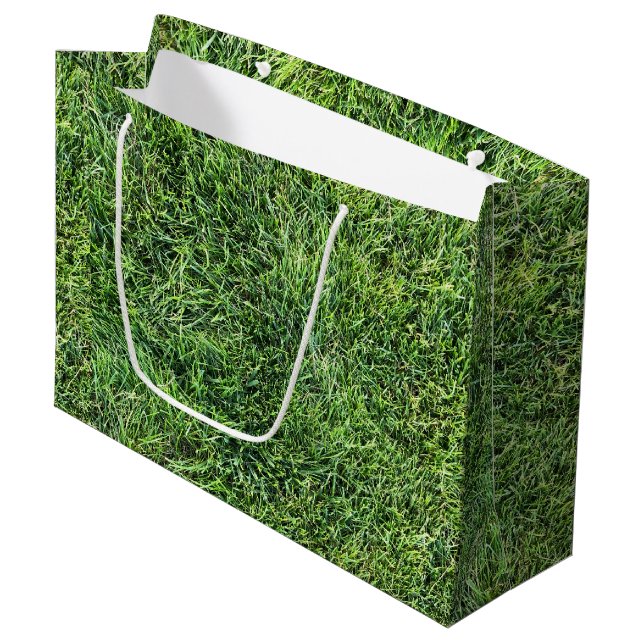 Funny green grass real photo texture pattern fun large gift bag (Front Angled)