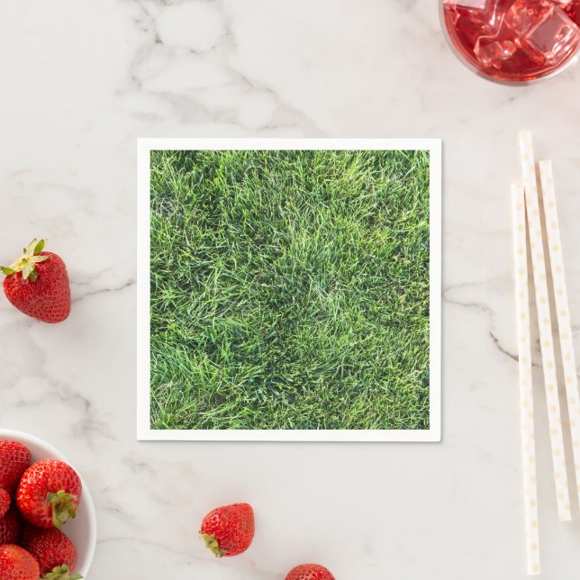 Funny green grass real photo texture pattern fun napkin (Insitu)