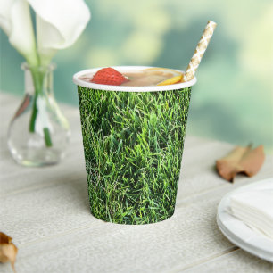 Funny green grass real photo texture pattern fun paper cups
