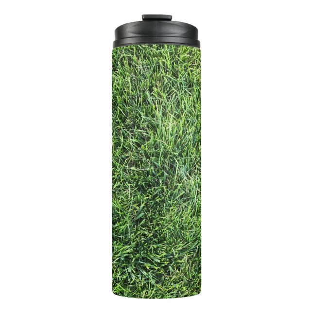 Funny green grass real photo texture pattern fun thermal tumbler (Front)