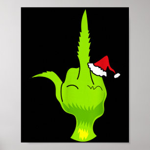 Funny Green Hand Middle Finger Xmas Santa  Poster