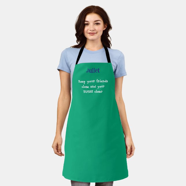 Funny Green Keep Your Friends Close Apron (Worn)