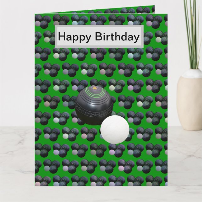Funny Green Lawn Bowls, Birthday Card, Card (Front)