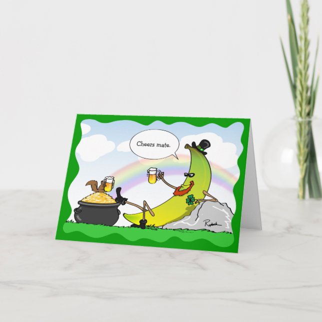 Funny Green Leprechaun Banana St Patrick's Day Holiday Card (Front)