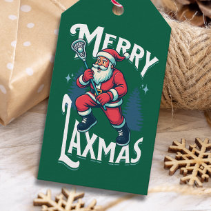 Funny Green Merry Laxmas Lacrosse Christmas Gift Tags