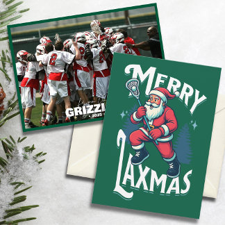Funny Green Merry Laxmas Lacrosse Team Christmas Holiday Card