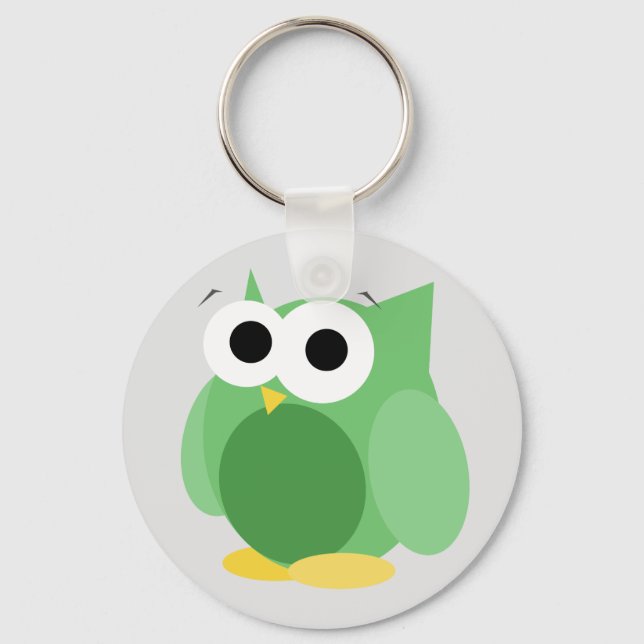 Funny Green Owl Keychain (Front)