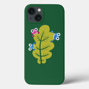 Funny green plant cartoon leaf cute character kids iPhone 13 case