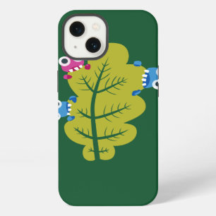 Funny green plant cartoon leaf cute character kids iPhone case