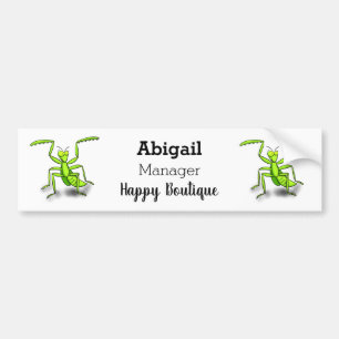 Funny green praying mantis cartoon illustration bumper sticker