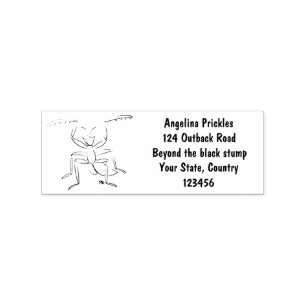 Funny green praying mantis cartoon illustration rubber stamp