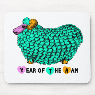 Funny Green Ram Chinese Year Zodiac Mousepad