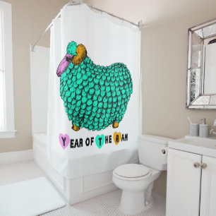 Funny green Ram Chinese Year Zodiac Shower C Shower Curtain