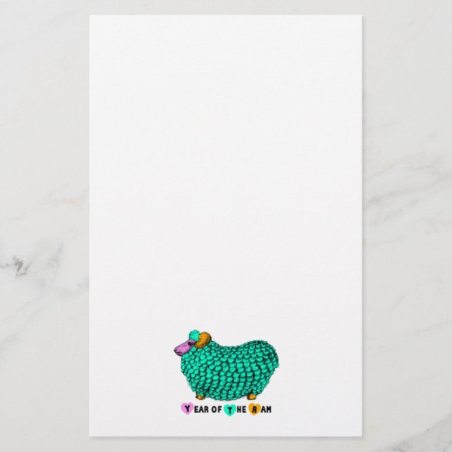 Funny Green Ram Chinese Year Zodiac Stationery (Front)