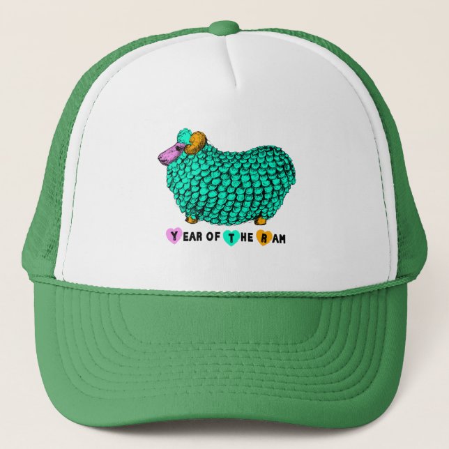 Funny Green Ram Sheep Year Chinese Zodiac Hat (Front)