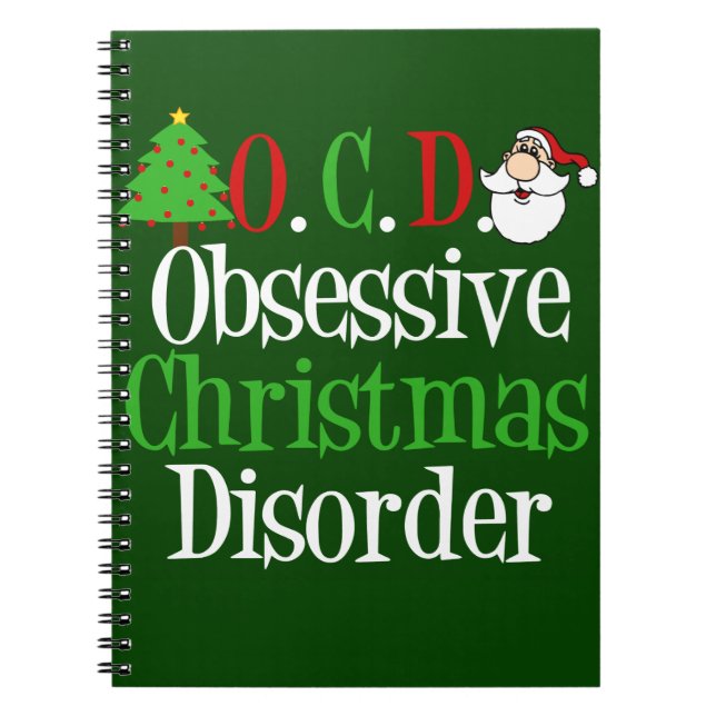 Funny Green Red Christmas Obsessed Notebook (Front)