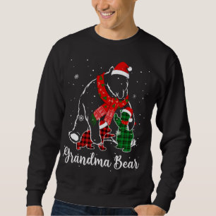 Funny Green Red Plaid Grandma Bear Matching Pajama Sweatshirt