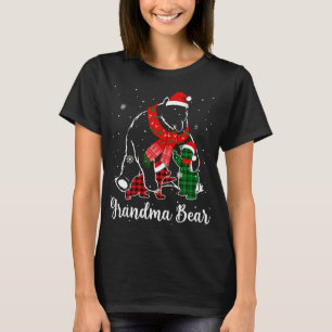 Funny Green Red Plaid Grandma Bear Matching Pajama T-Shirt
