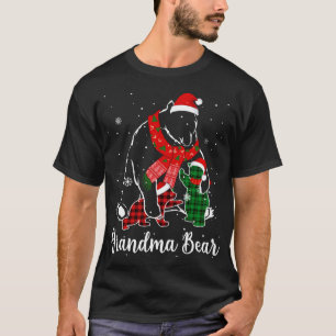 Funny Green Red Plaid Grandma Bear Matching Pajama T-Shirt
