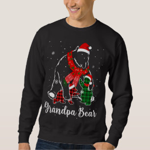 Funny Green Red Plaid Grandpa Bear Matching Pajama Sweatshirt
