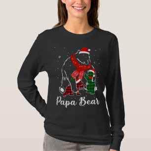 Funny Green Red Plaid Papa Bear Matching Pajama Fa T-Shirt