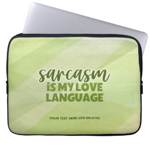 Funny Green Sarcasm Love Language Modern Snarky Laptop Sleeve