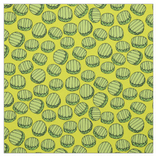 Funny Green Sliced Pickles Food Pattern Fabric