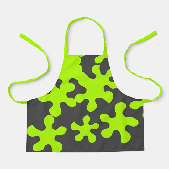 Funny green slime charcoal grey fun cute kids apron (Front)