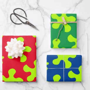 Funny green slime green red blue birthday wrapping paper sheet