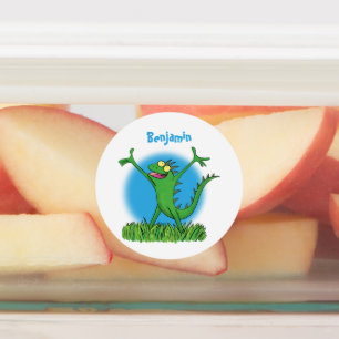 Funny green smiling animated iguana lizard