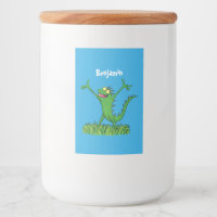 Funny green smiling animated iguana lizard