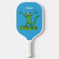 Funny green smiling animated iguana lizard