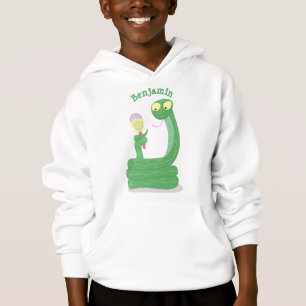 Funny green snake with maraca cartoon