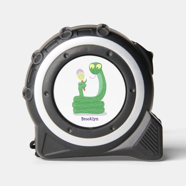 Funny green snake with maraca cartoon 1 (Front)