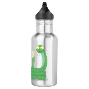 Funny green snake with maraca cartoon 532 ml water bottle