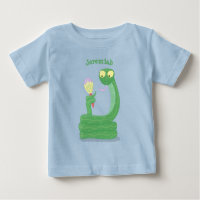 Funny green snake with maraca cartoon
