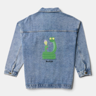 Funny green snake with maraca cartoon denim jacket