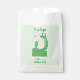 Funny green snake with maraca cartoon favour bag