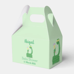 Funny green snake with maraca cartoon favour box