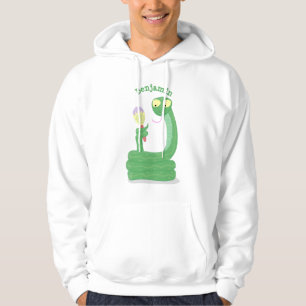 Funny green snake with maraca cartoon hoodie