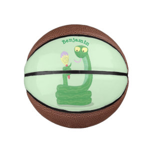 Funny green snake with maraca cartoon mini mini basketball