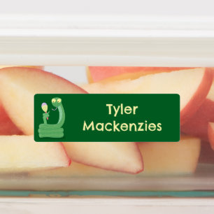 Funny green snake with maraca cartoon personalised